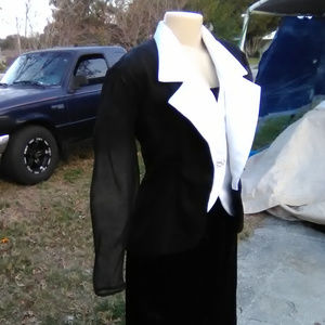 BLACK & WHITE TUXEDO JACKET w/ BLACK SILK SLEEVES